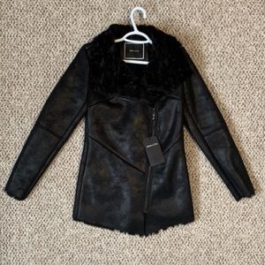 NWT RW and Co Black Faux Suede Coat size S